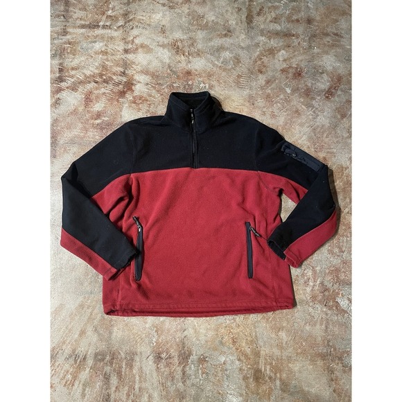 GAP Other - Vintage 90s GAP Fleece Black Red‎ Pullover Jacket Men's Sz L